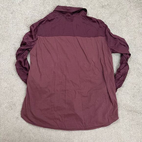 Michael Stars Womens Size Small Button Front Shirt Top Burgundy Long Sleeve NWOT - Picture 2 of 5